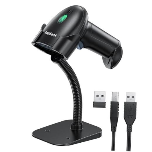 2D 1D Barcode Scanner with Stand, Bluetooth, Wireless and USB Wired | Gray