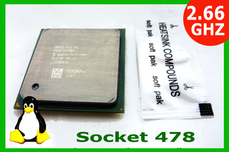 OVERCLOCKABLE Pentium 4 Socket 478 2.66 GHZ CPU.  All Socket 478✔️ 2.66/512/533