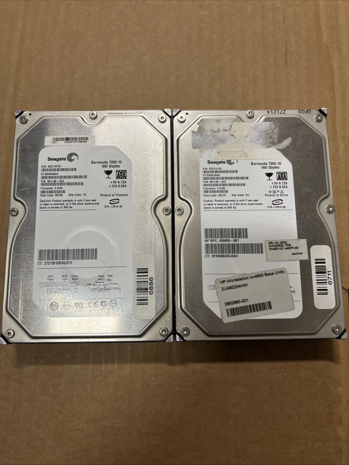 [LOT OF 2] Seagate Barracuda 500GB 7200RPM SATA 3.5" HDD  ST3500630AS