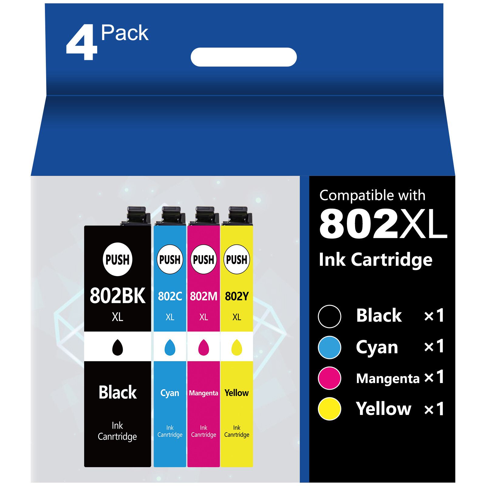 4-Pack 802XL Ink Cartridge For Epson WorkForce Pro WF-4720 WF-4730 WF4734 WF4740