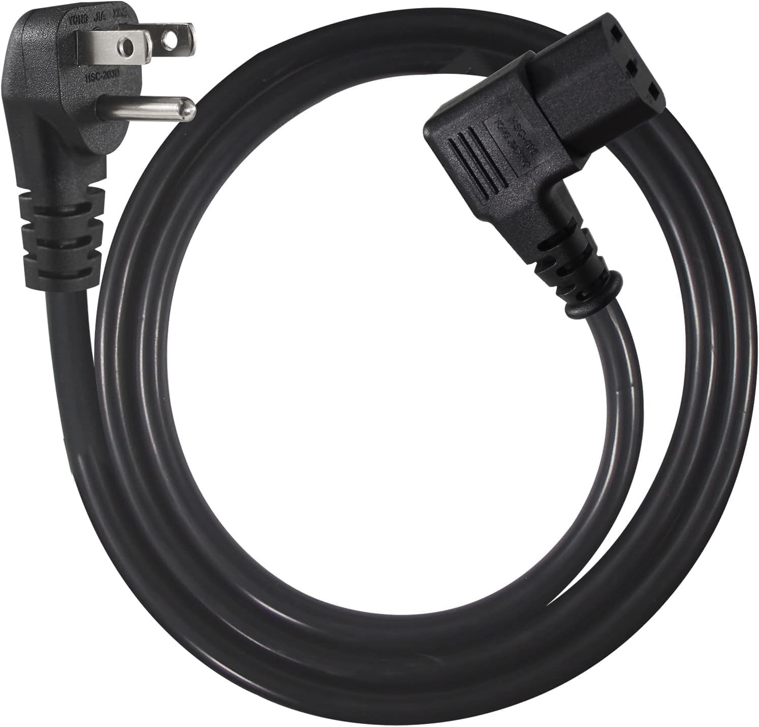 90 Degree Computer Power Cord - 1-Pack 3FT Flat Low Profile Angled NEMA 5-15 ...