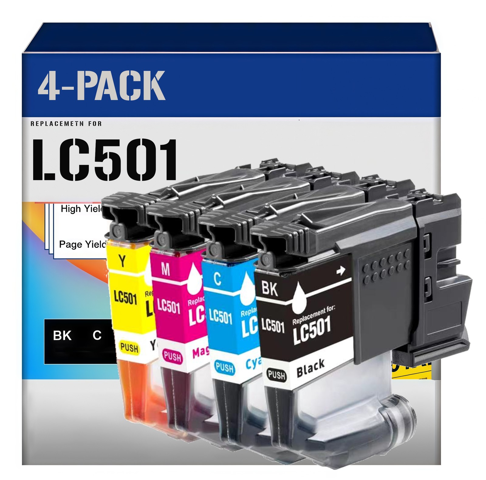 4pk LC501 Ink Cartridges Compatible for Bro MFC-J1260DW MFC-J1360DW MFC-J1410DW