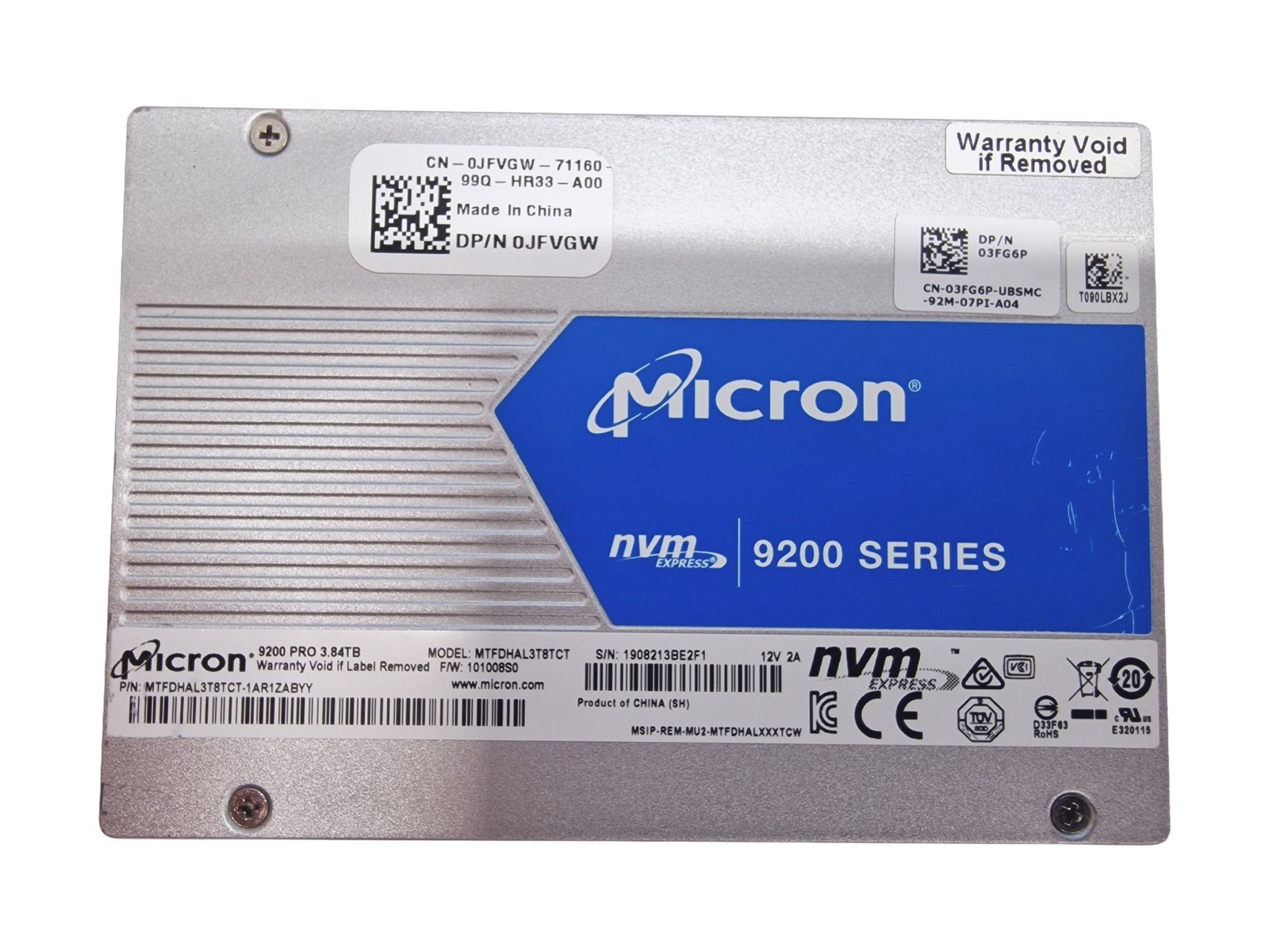 Hard drive Dell 3.84TB SSD NVMe PCIe 3.0x4 U.2 2.5" TLC MU 3FG6P