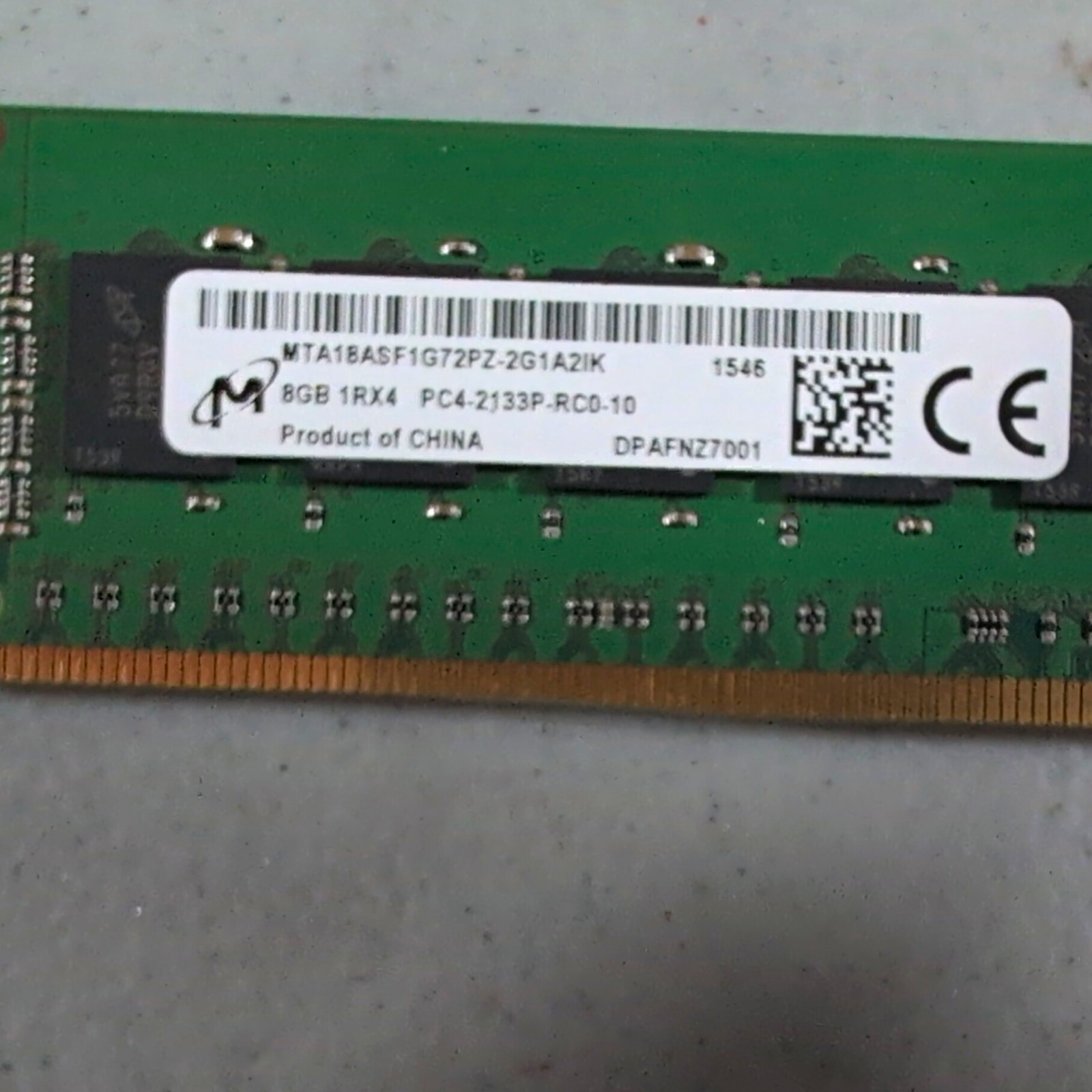 Micron 8GB DDR4-2133P ECC DIMM 288-Pin Server RAM 1x8GB MTA18ASF1G72PZ