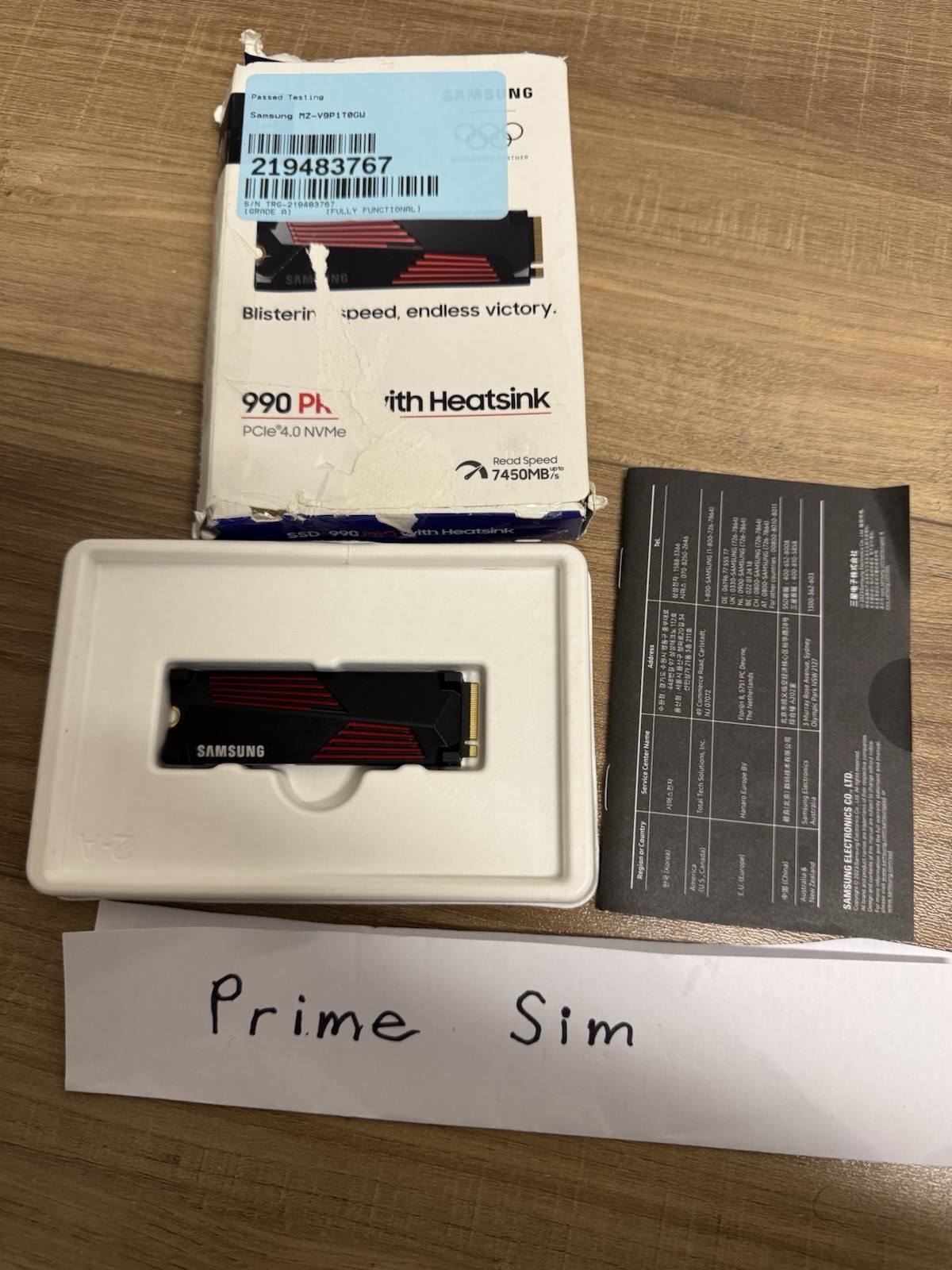 Samsung 990 PRO with Heatsink 1TB PCIe 4.0 NVMe M.2 SSD - 0 MB Written