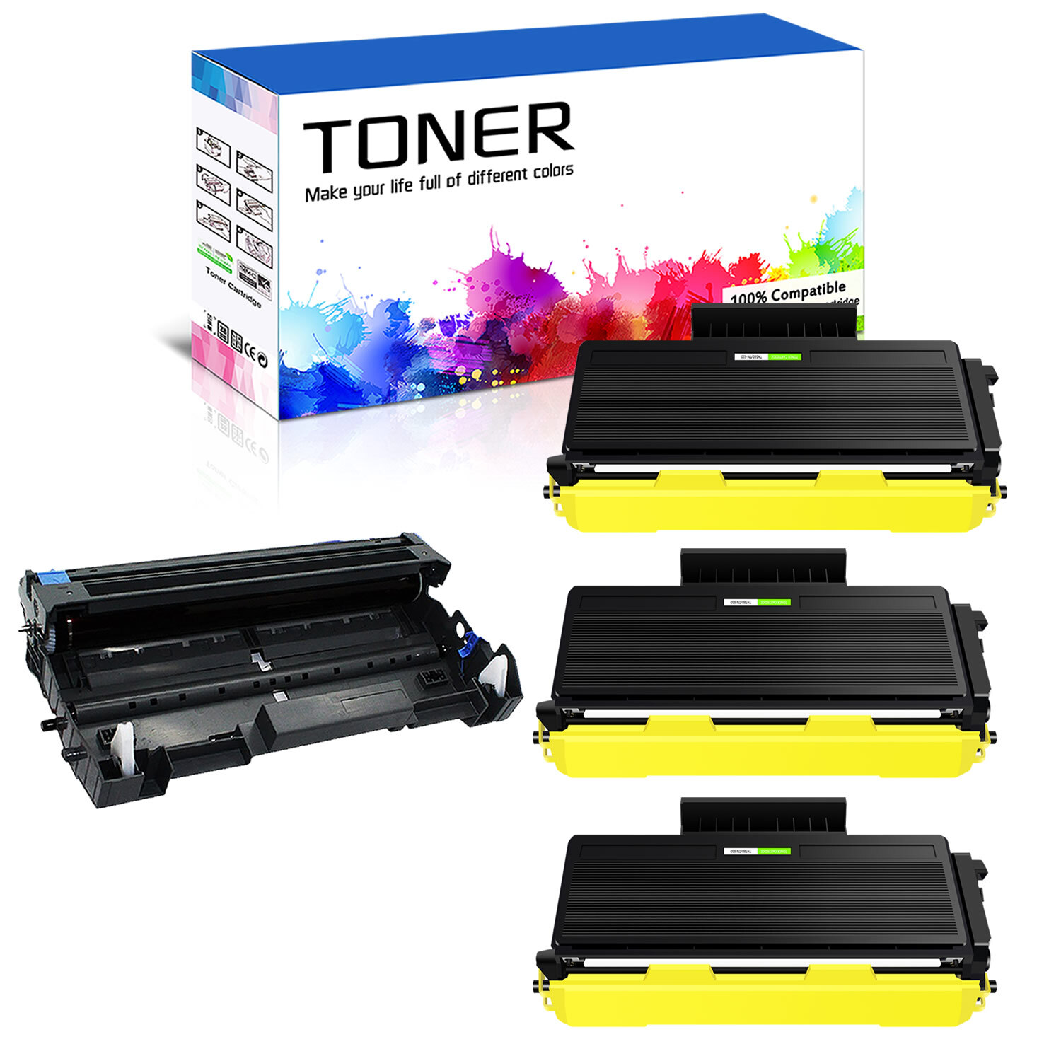 3PK TN580 Toner +1PK DR520 Drum Unit For Brother HL-5250DN MFC-8460N HL-5280DWLT