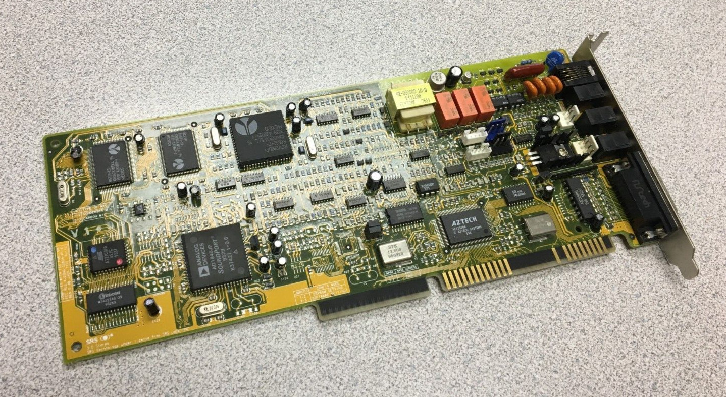 Vintage SRS I38-MMSN841 3-D Stereo ISA Aztech Modem / Sound Card 050-514203-402