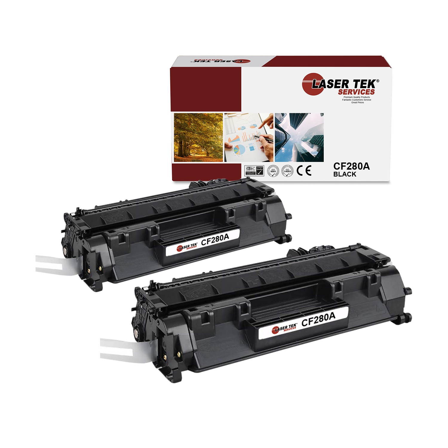 2Pk LTS 80A CF280A Black Compatible for HP LaserJet Pro 400 M401dn M401dw Toner