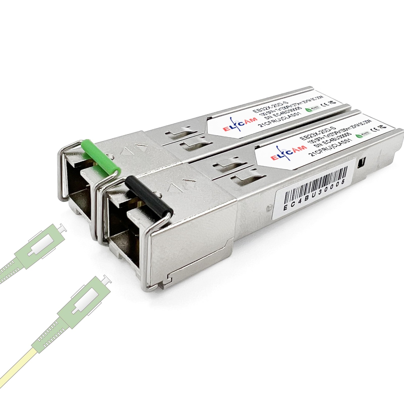 Elfcam® - 1 Pair 10G SFP+ BIDI Transceiver Module with SC Fiber Port Simplex ...