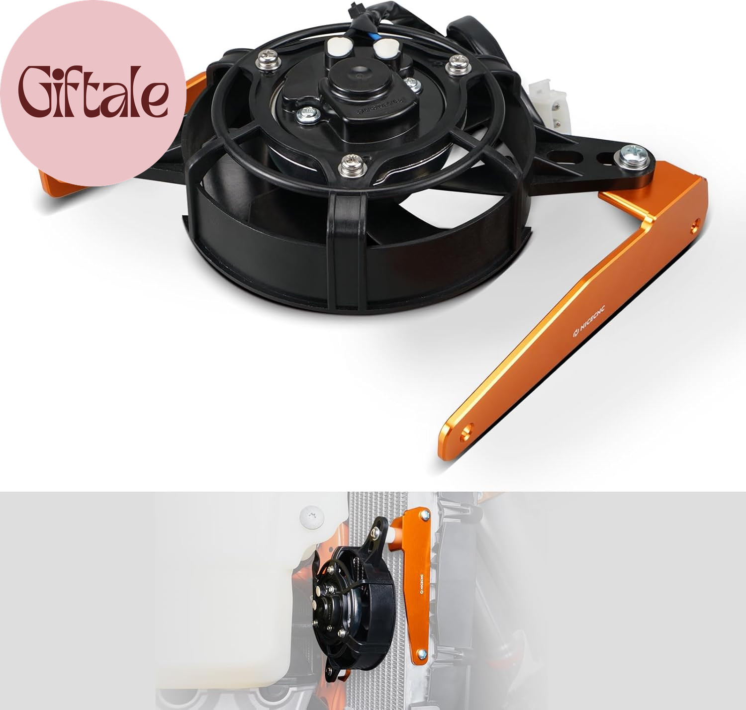 Orange Radiator Cooling Fan Bracket Kit Compatible with KTM 2+4 Stroke 2017-2022