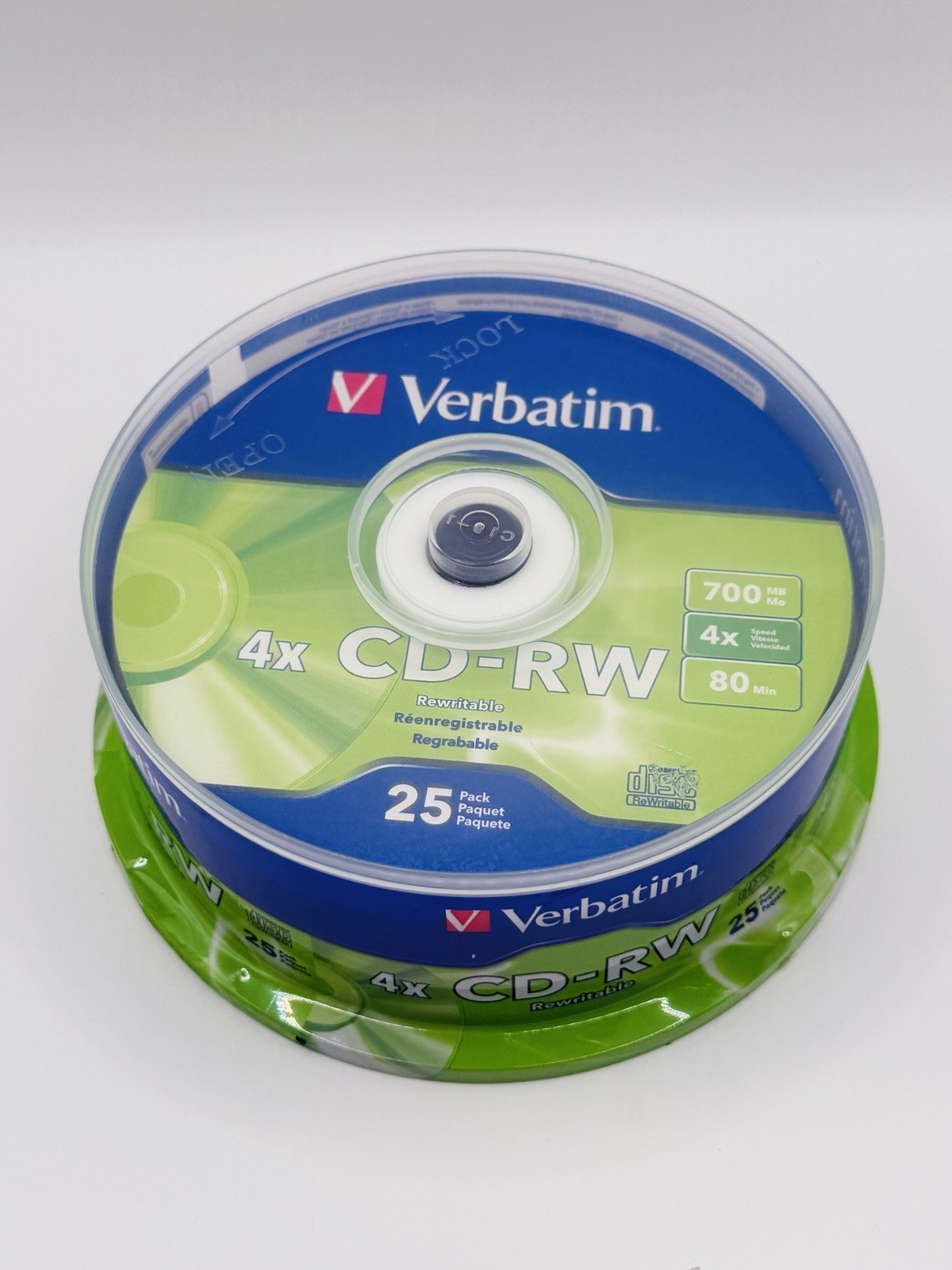 Verbatim 4X CD-RW Rewritable Discs 700MB 80 Min 25 Pack Blank Recordable Sealed