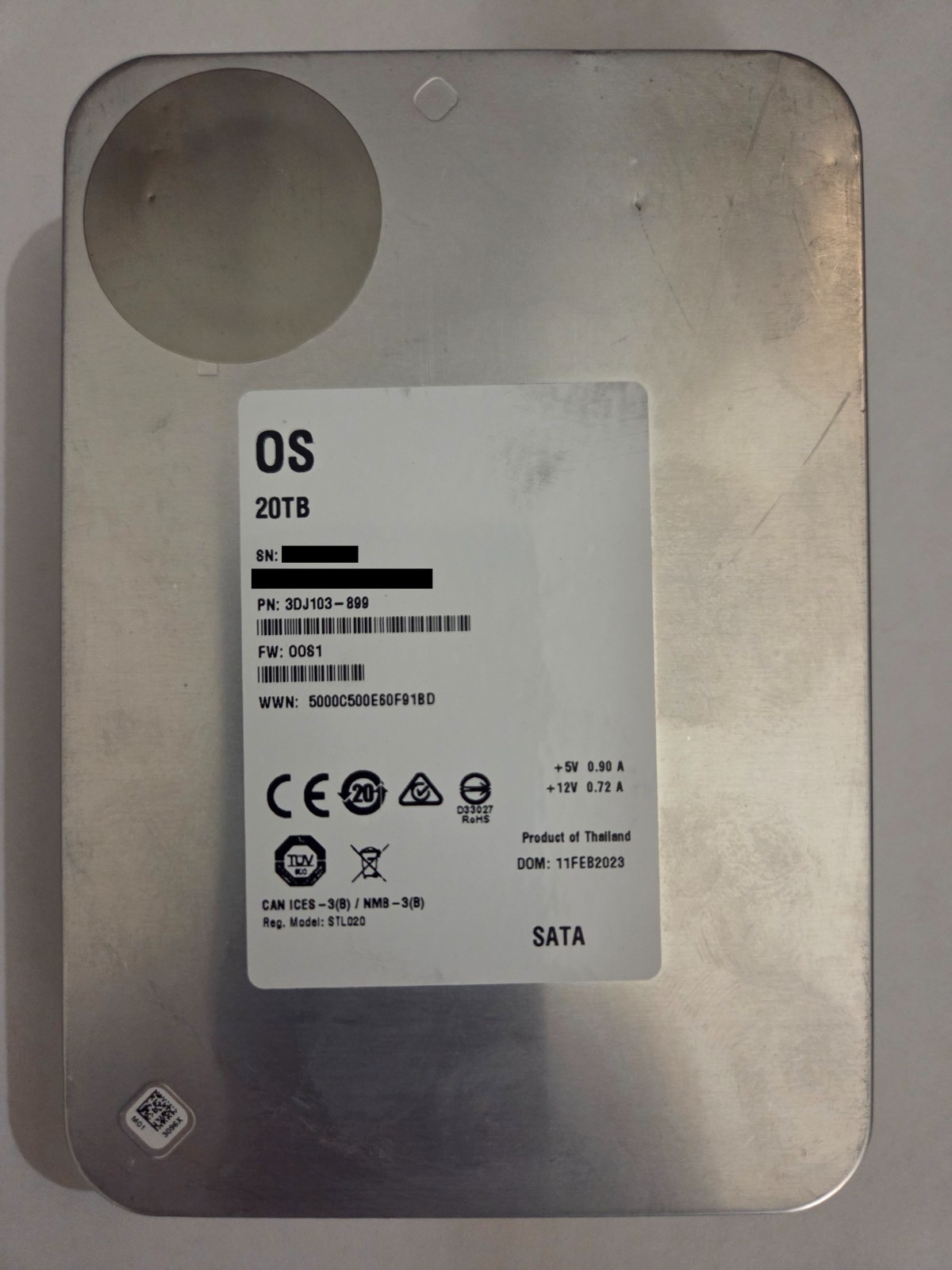 20TB 7200 RPM SATA III Internal 3.5" White Label Hard drive