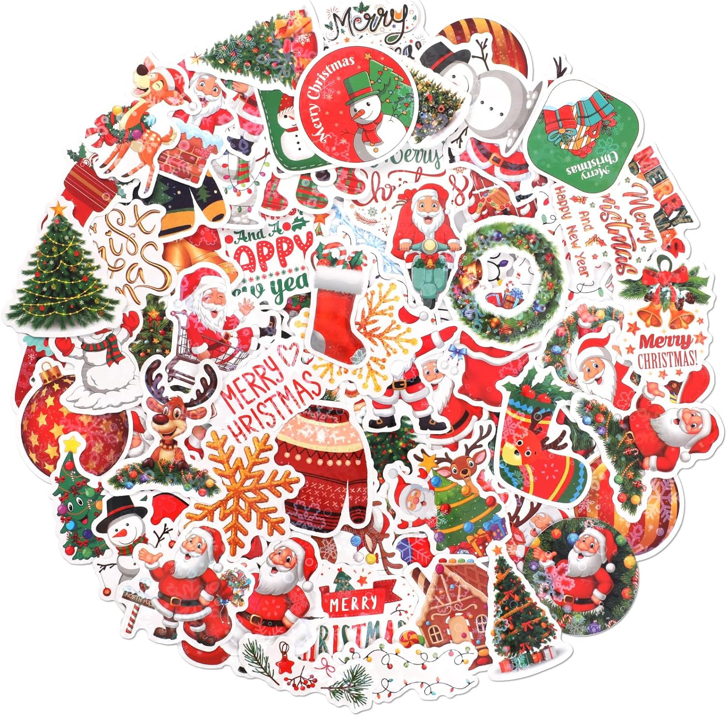 100 PCS Christmas Stickers, Cute Christmas Vinyl Stickers for Water Bottles Scra