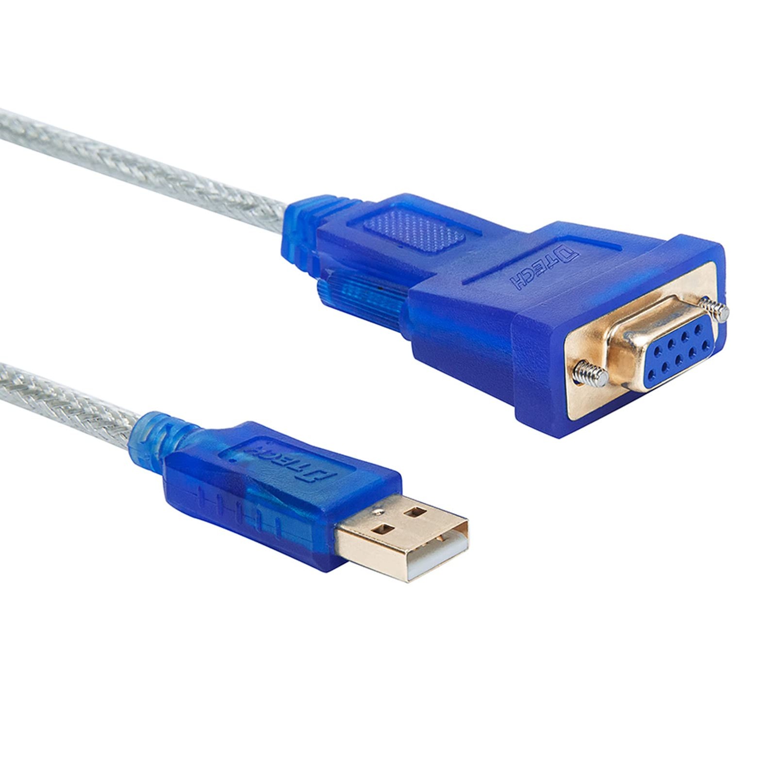 DTECH 3 Feet USB to Serial Female Adapter Cable DB9 3ft RS233 cable, blue
