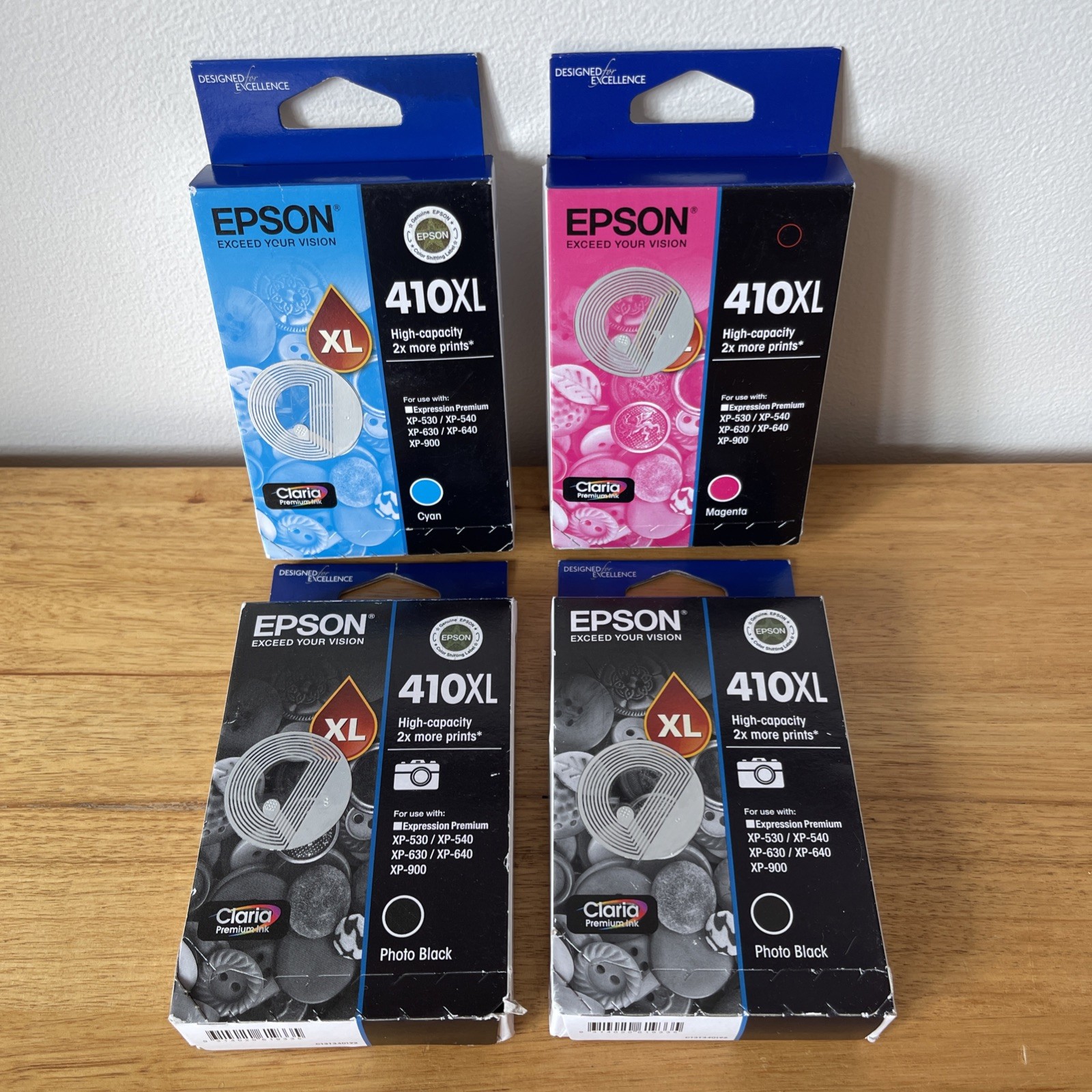 4 PK Epson Genuine 410XL - 2 x BLACK XL, 1 x CYAN XL , 1 x MAGENTA  XL