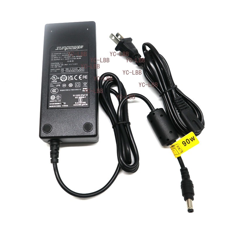 24V 3.75A Genuine EDAC SUNPOWER EA10952E-240 AC Adapter Power Supply Cord