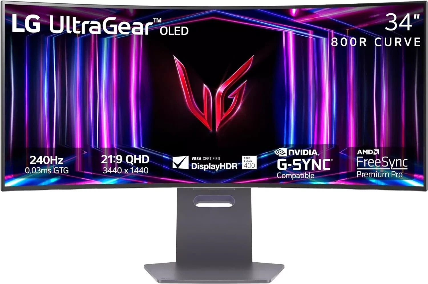 LG 34" UltraGear™ OLED WQHD 240Hz 0.03ms G-Sync 800R Curved Gaming Monitor