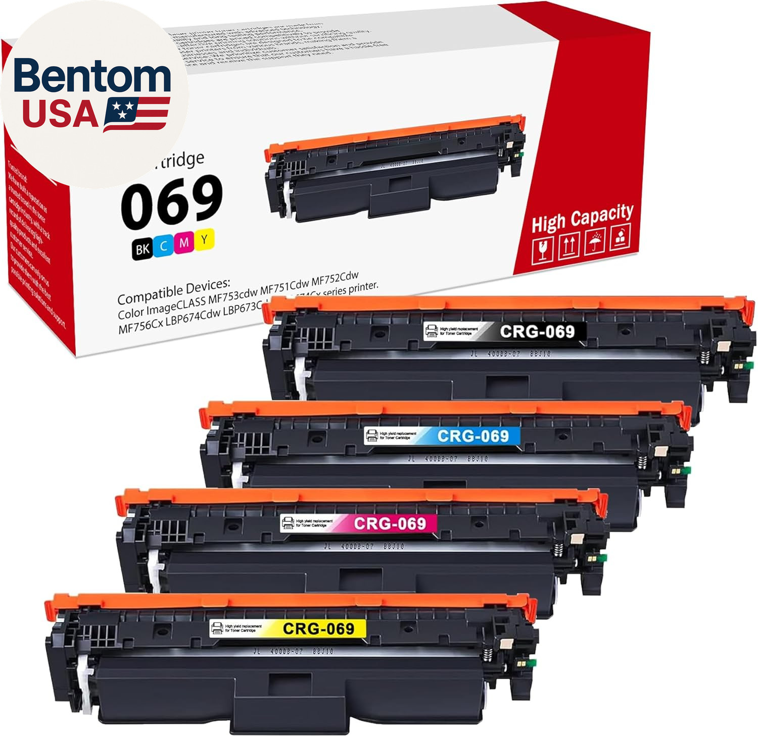 069 069H Toner Cartridge Set (4-Pack, Black Cyan Magenta Yellow) Replacement for