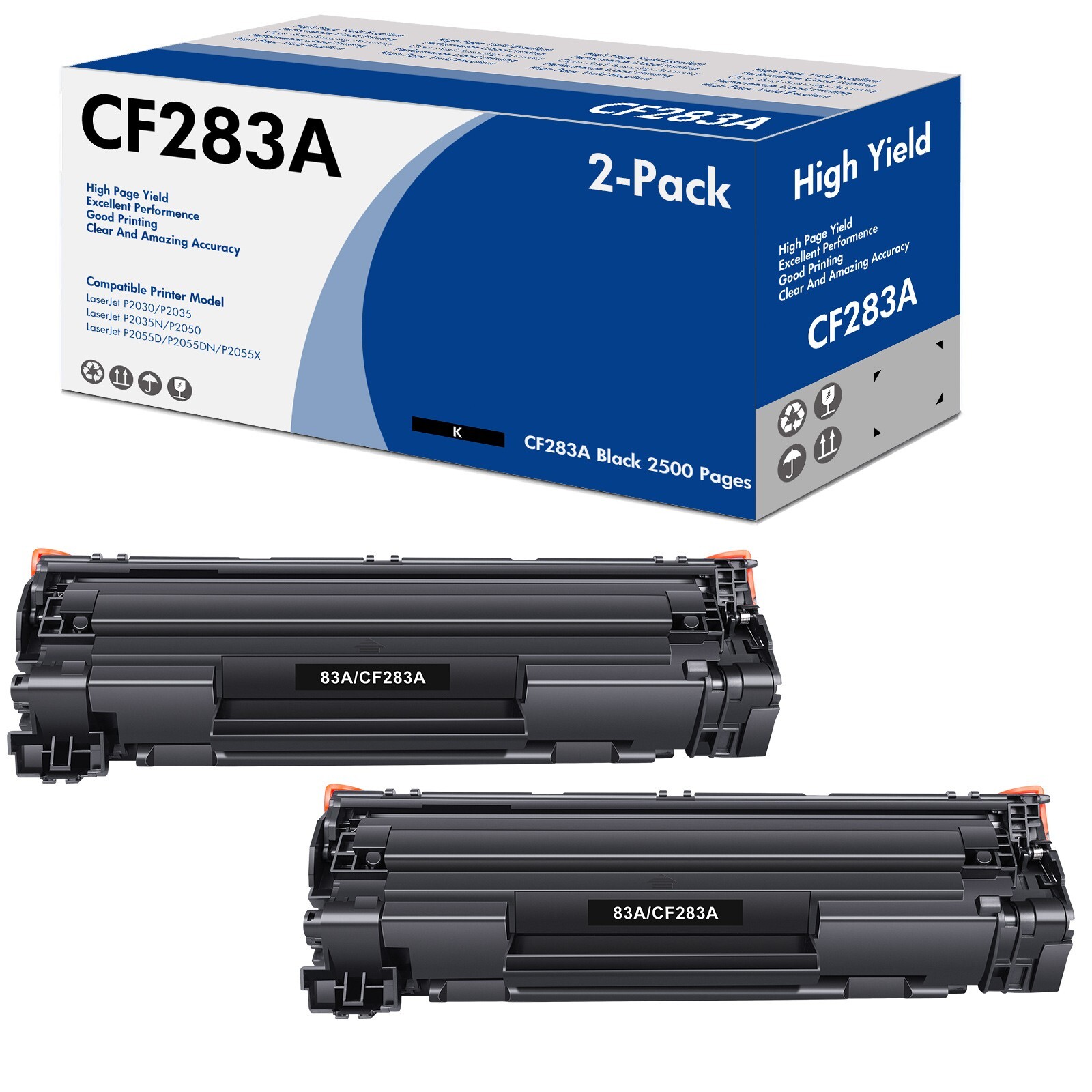 2 Black CF283A Toner Cartridge For HP 83A LaserJet Pro MFP M201dw M225dw Printer