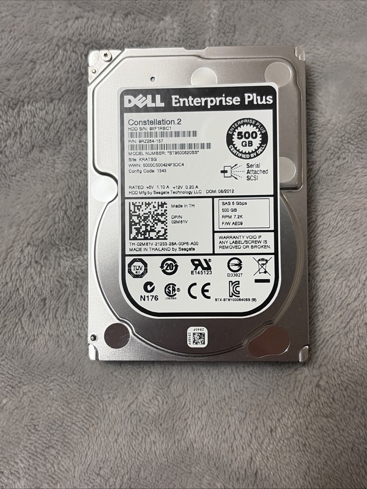 Dell ST9500620SS 055rmx 500GB 7.2K RPM 2.5" SAS 6GB/s Hard Drive