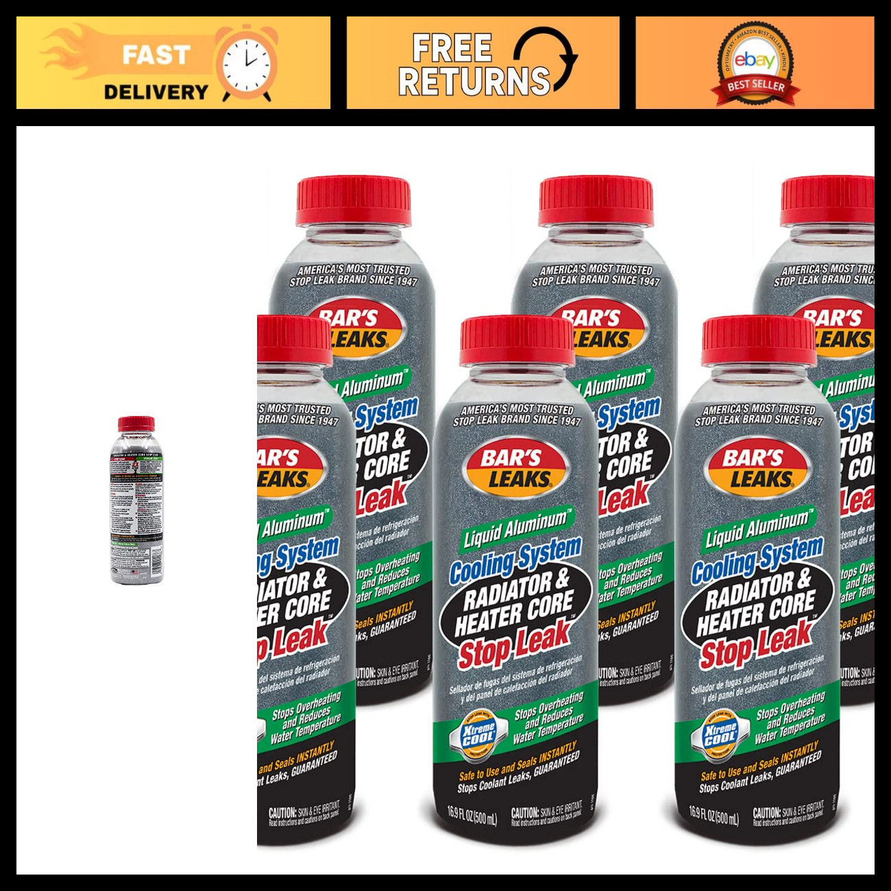 Liquid Aluminum Cooling System Stop Leak - 6 Pack, Radiator Repair, Leak Sealant