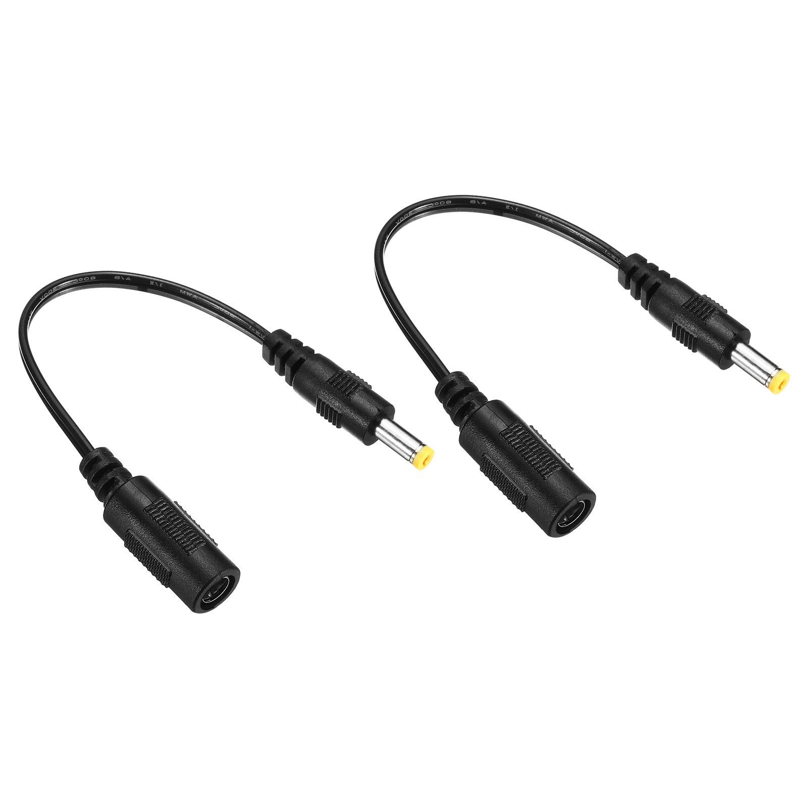 2Pcs DC 5.5x2.1mm Female to 4.8x1.7mm Male Extension Cable Adapter Cord Black