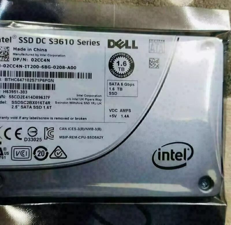 DELL Intel S3610 1.6TB SSD 2.5" Series DC 02CC4N SSDSC2BX016T4R MLC SATA
