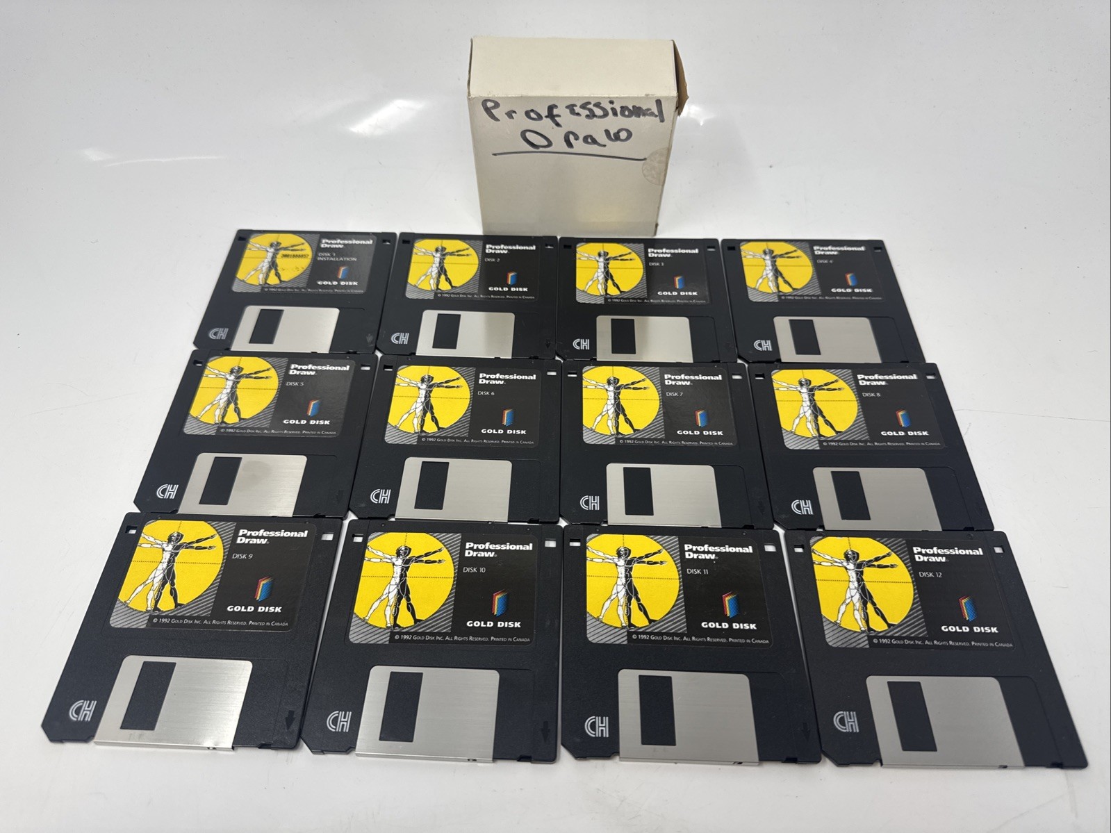 Professional Draw - Gold Disk - PC DOS 3.5 Disk Floppy Discs Set - Classic