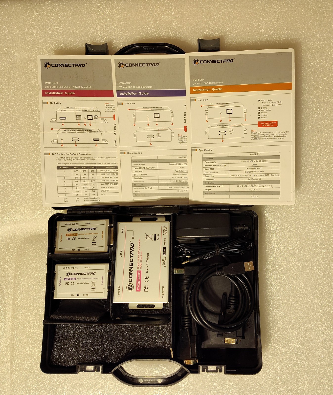 ConnectPRO DVI-EDID, VGA-EDID, TMDS HDMI Video Emulators Kit