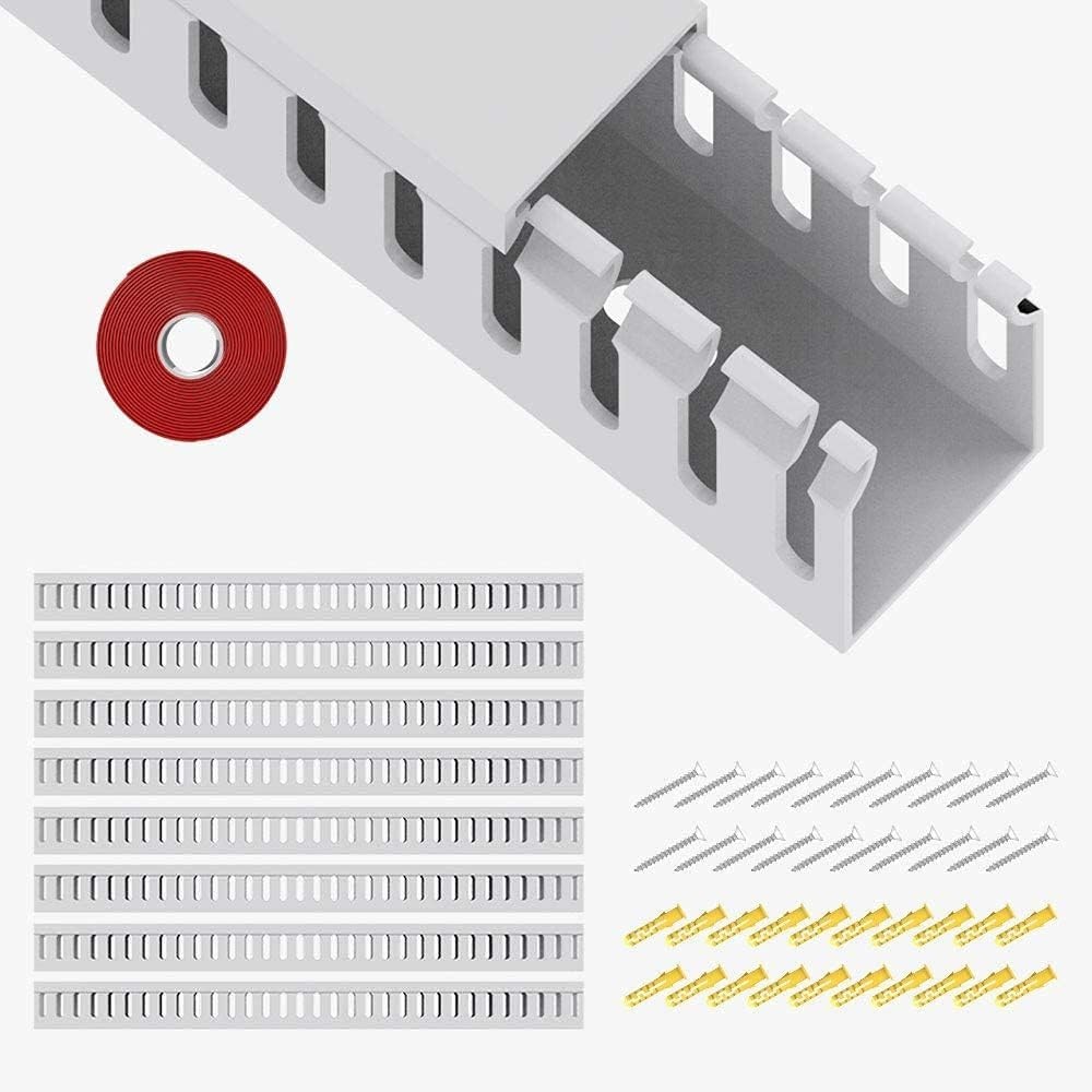 Open Slot Wiring Raceway Cable Duct, 123in Cable Management Channel Cord Trac...