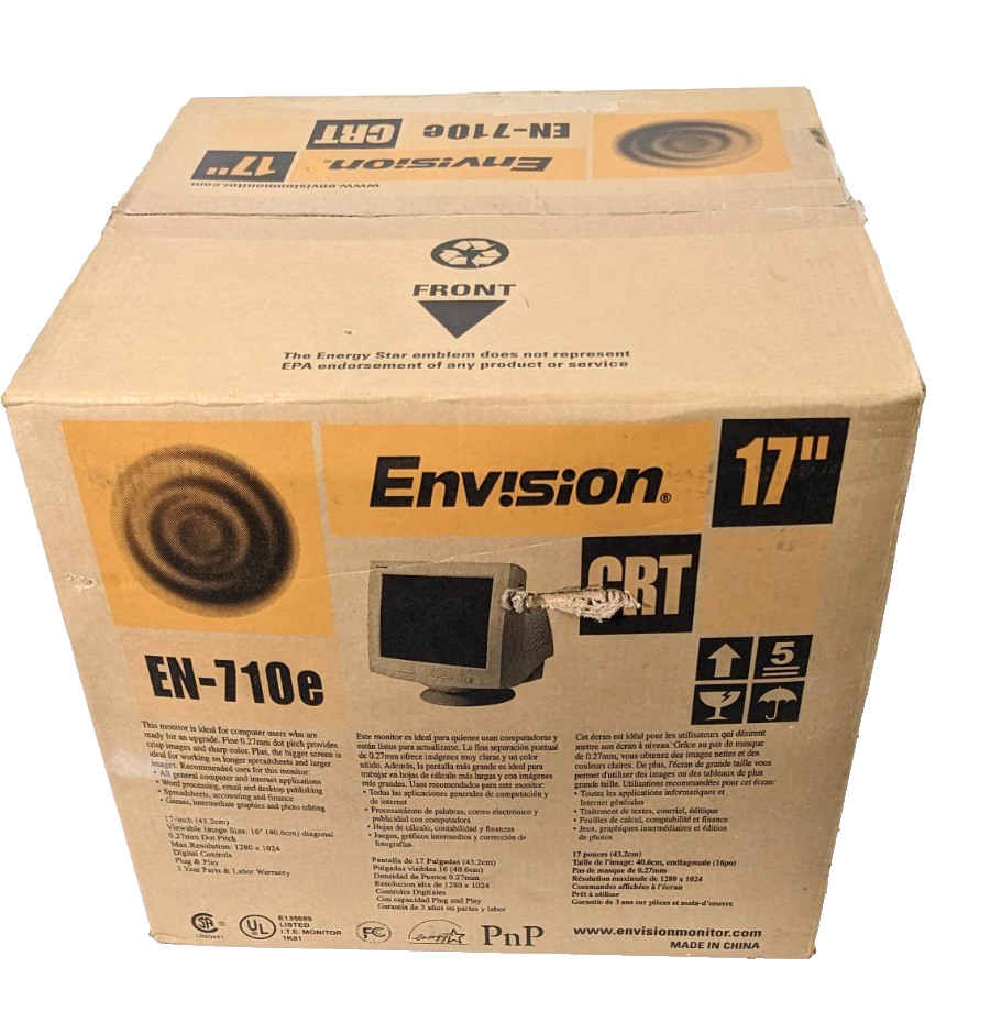 Envision EN-710e 17in CRT Monitor 1280x1024 VGA D-Sub Video Gamers New Old Stock