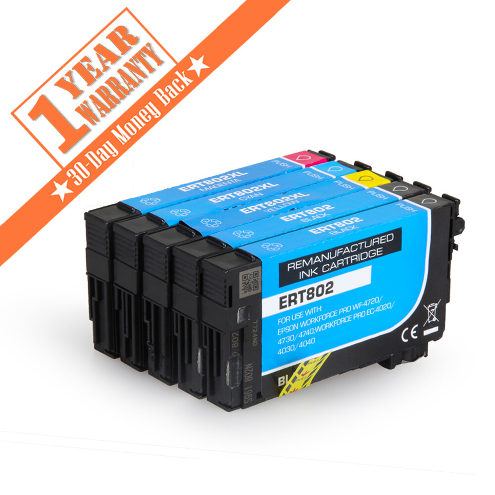 5PK T802XL Compatible Ink Cartridge For Epson WorkForce Pro WF-4730 4720 EC-4020