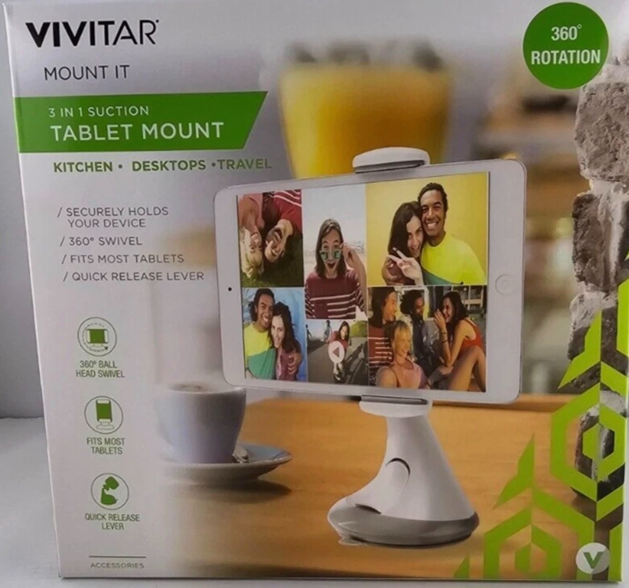 New Vivitar Mount it  3  in 1 Suction Tablet Mount with 360 Degree Rotation