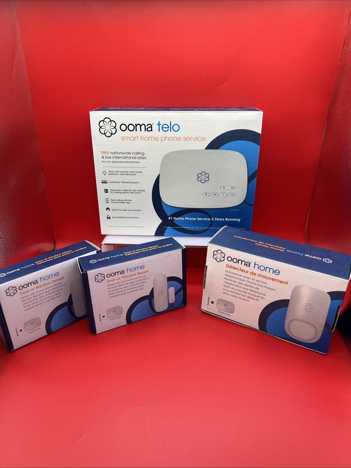 Set of Ooma Telo Smart Home Phone Service with motion & door/window sensors