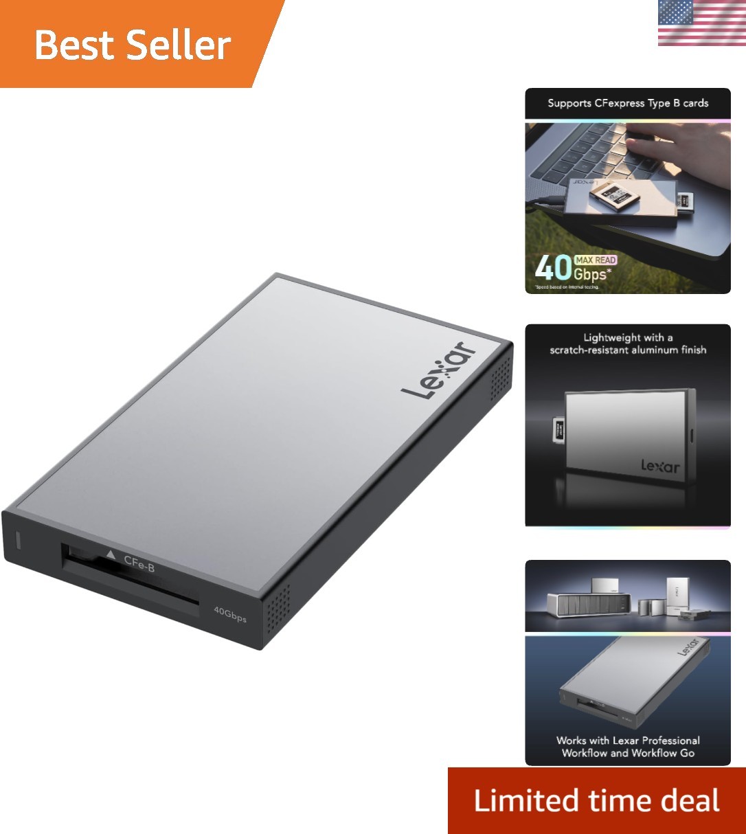 Durable CFexpress 4.0 Type B Reader for On-Location Shoots - USB-C Connectivity