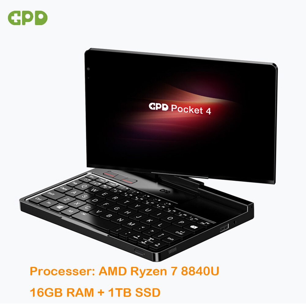 GPD Pocket 4 Mini Laptop Portable Handheld PC AMD AI 9 HX370 32GB RAM+2TB SSD