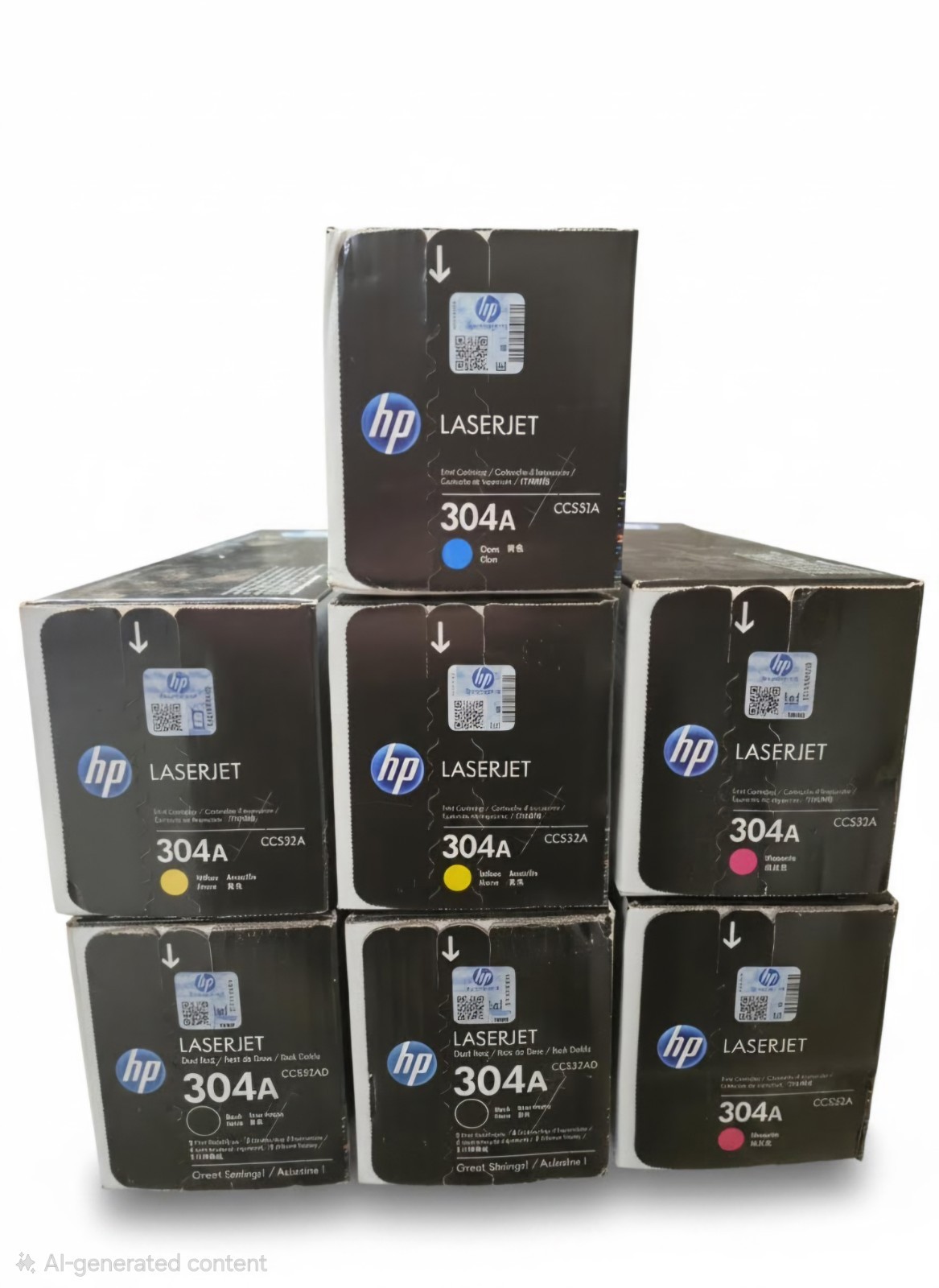 Lot of 7 Genuine OEM HP 304A LaserJet Toner Cartridges (Mixed Color Bundle)
