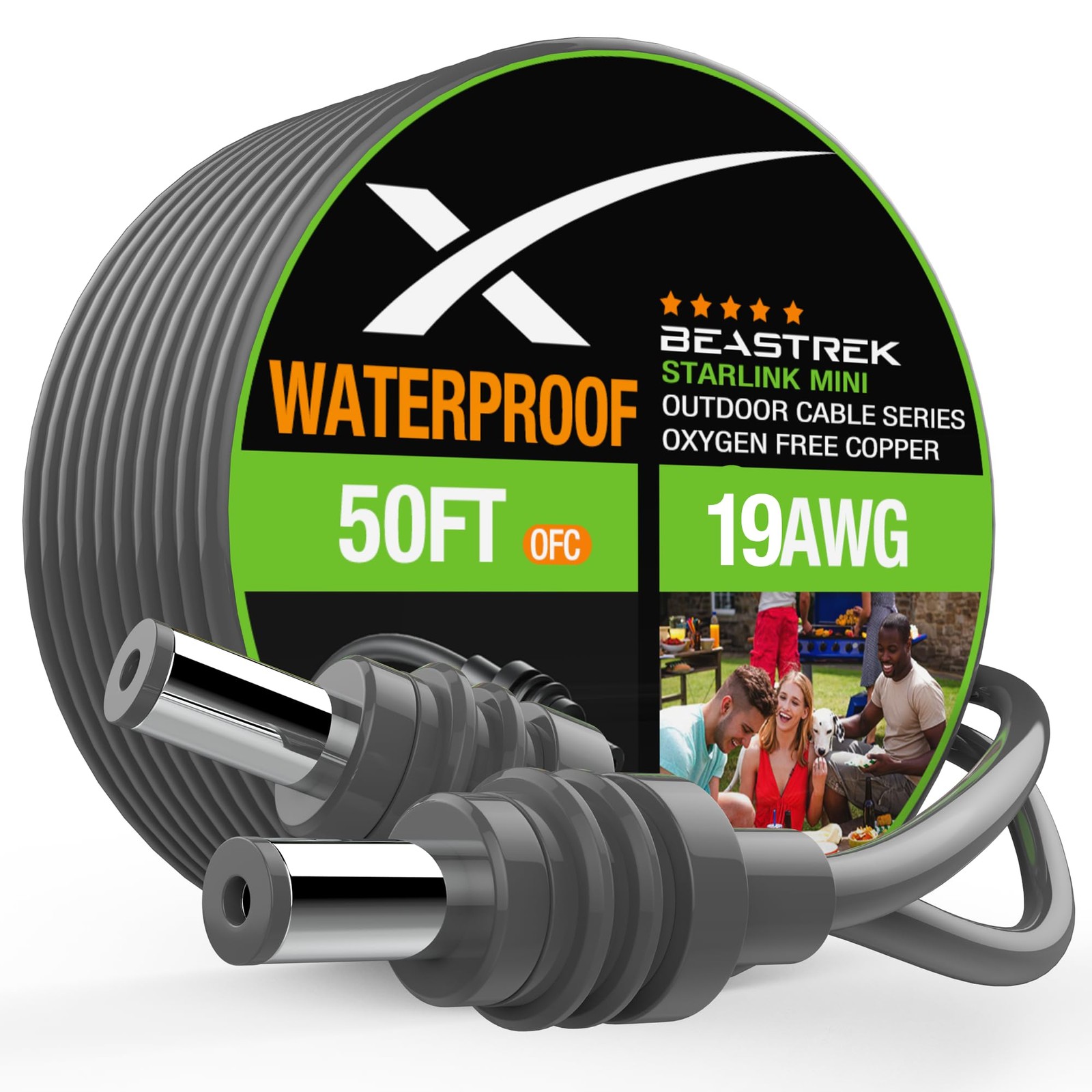 Starlink Mini DC Power Cable 15M/50FT Waterproof Replacement Cord - Outdoor Use