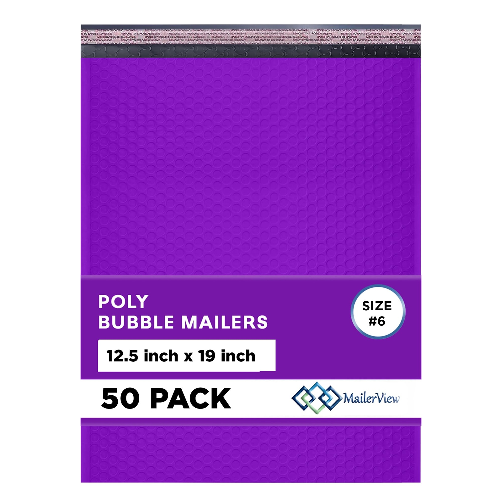Purple Bubble Mailers 12.5x19.5, Poly Padded Envelopes #6, 50 Pack