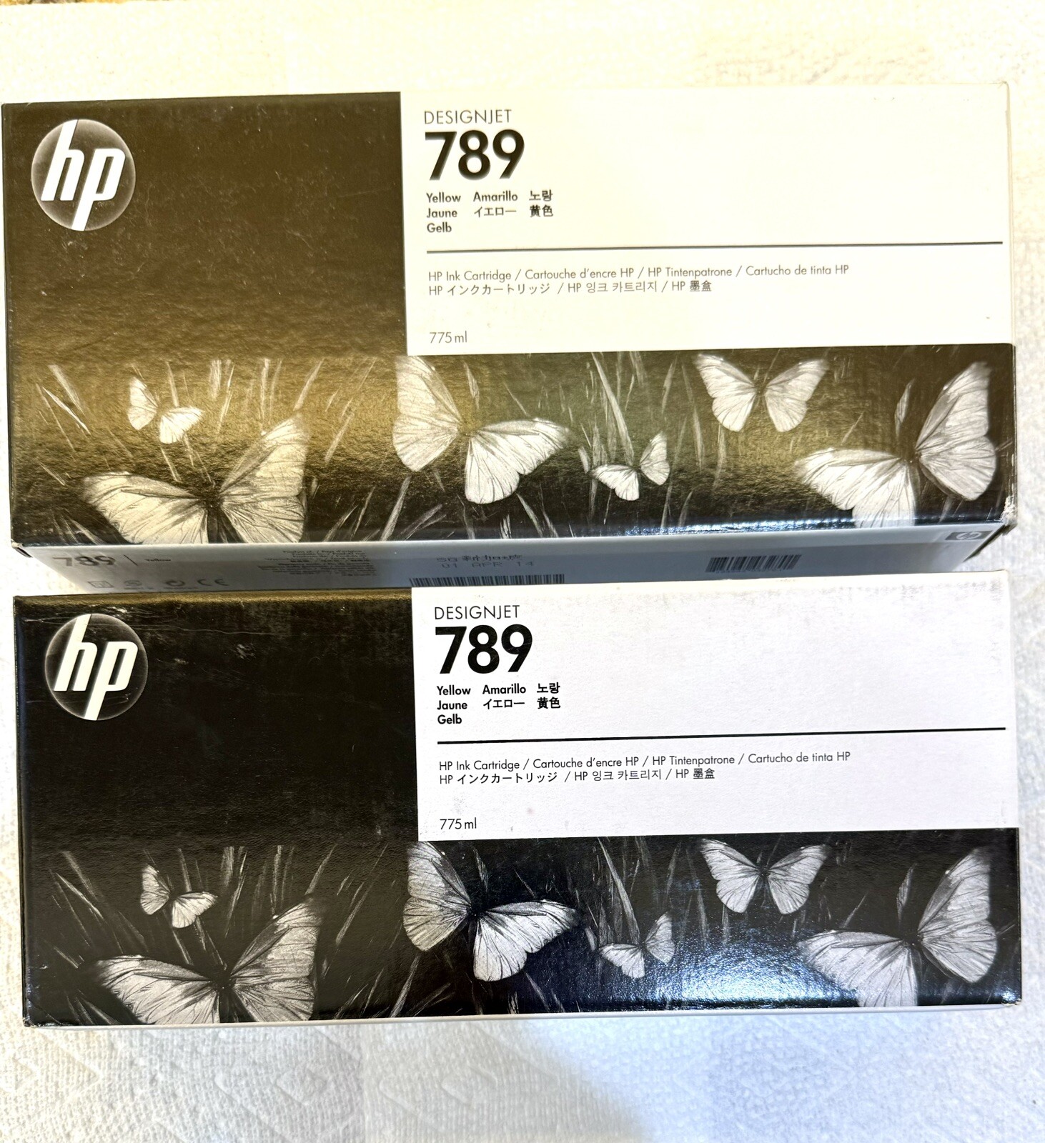 Qty 2 HP DesignJet Ink Cartridge 789 Yellow CH618A 