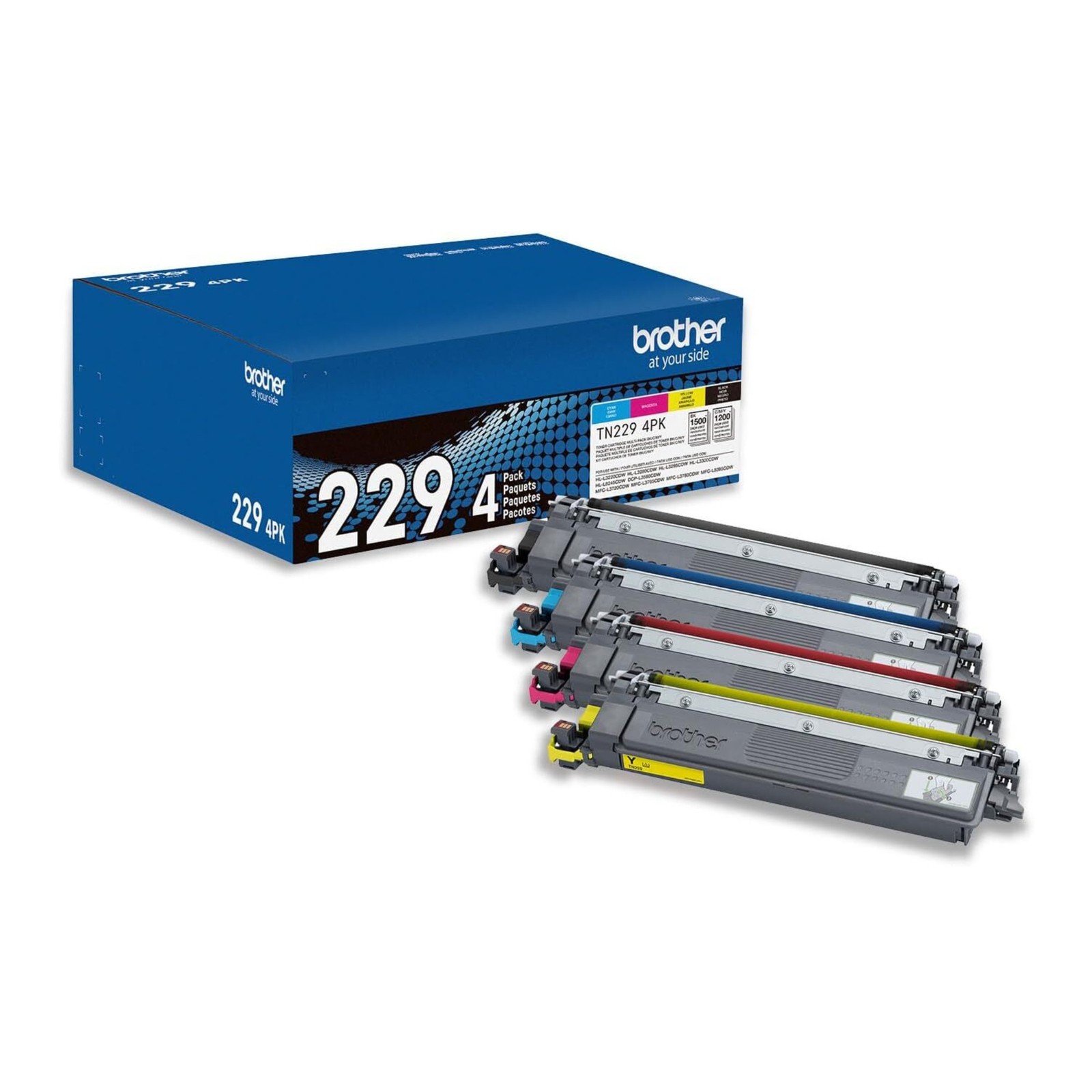 Brother Genuine 4-Pack Printer Toner Cartridges (Black Cyan Magenta Yellow)