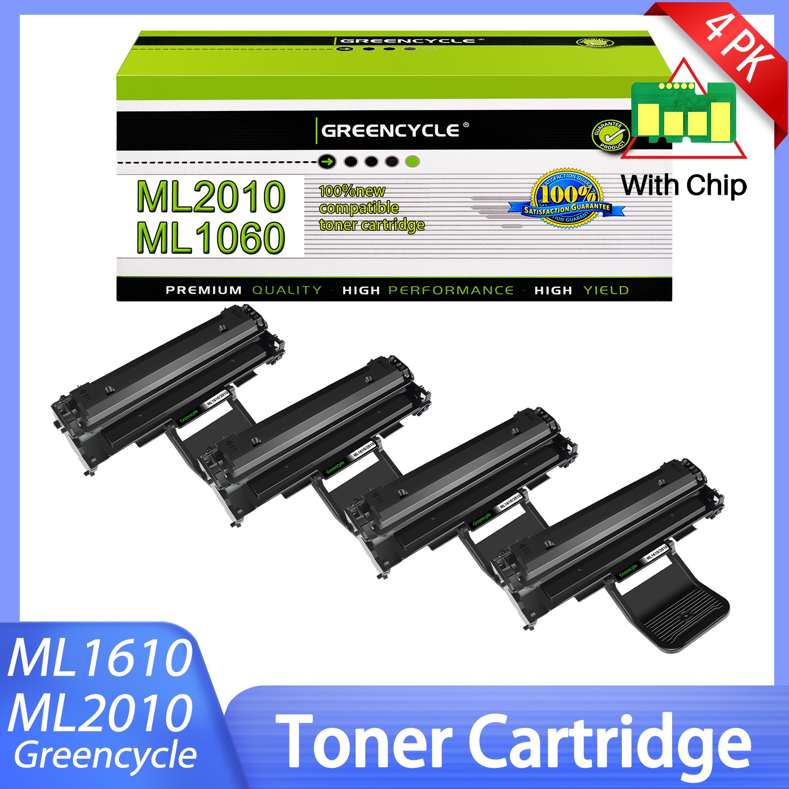 4PK ML2010 ML1610 Toner Cartridge for Samsung ML-1625R ML-2010 ML-2010D3 2010P