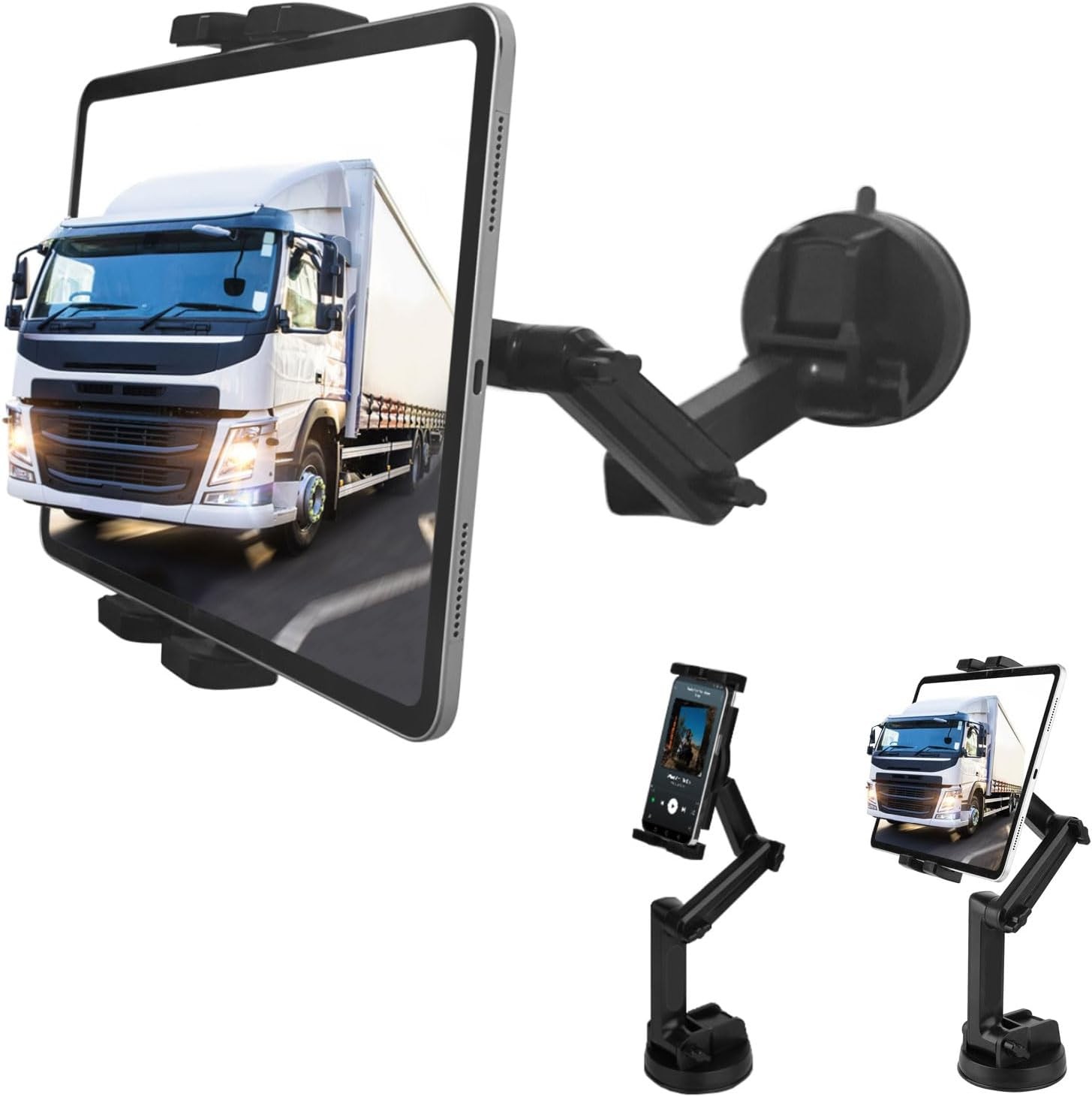 Soporte de tablet para camión, brazo ajustable 16.9" con ventosa fuerte, compati