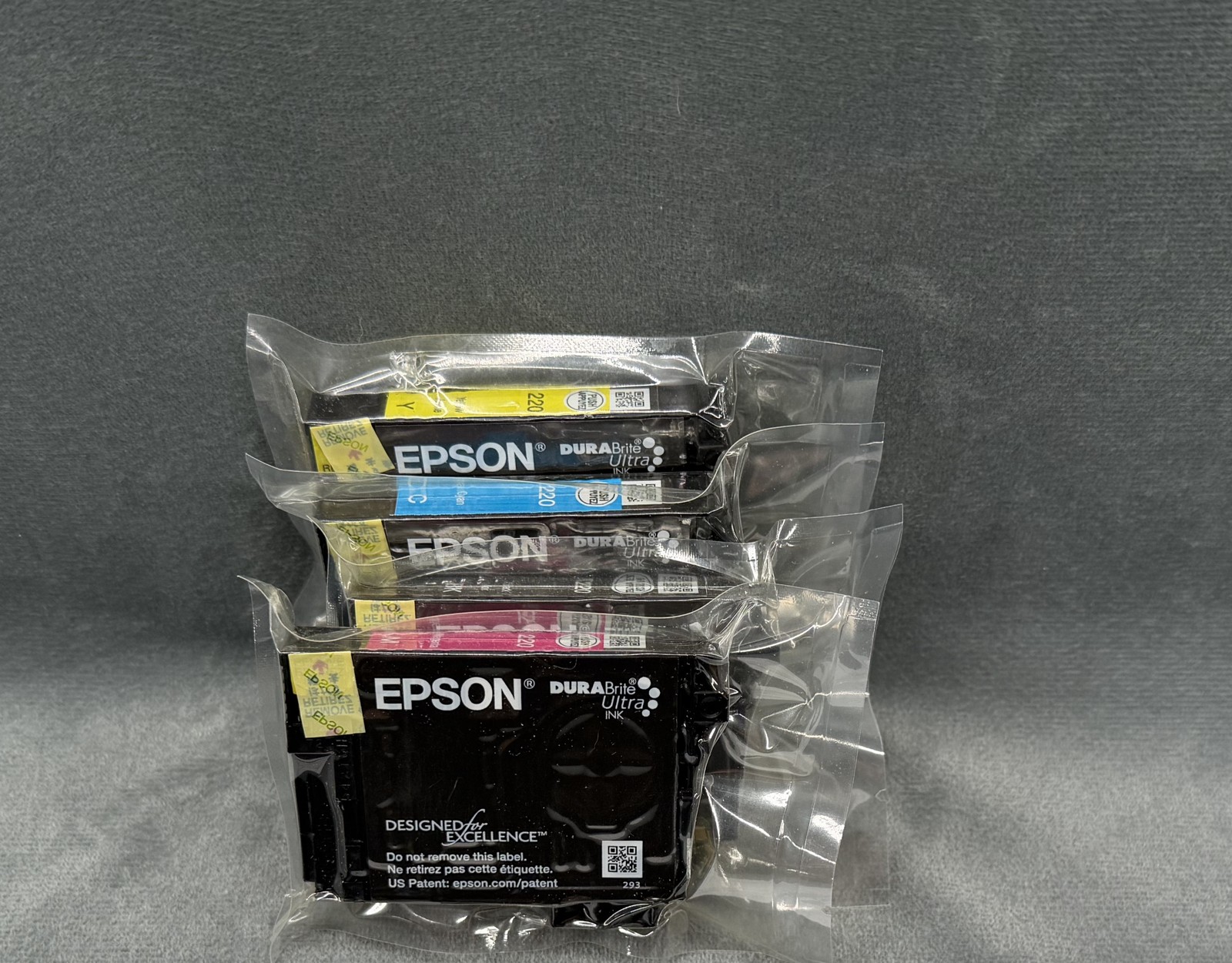 Epson 220 Ink Cartridge CMYK Set of 4 NEW OEM DuraBrite Ultra