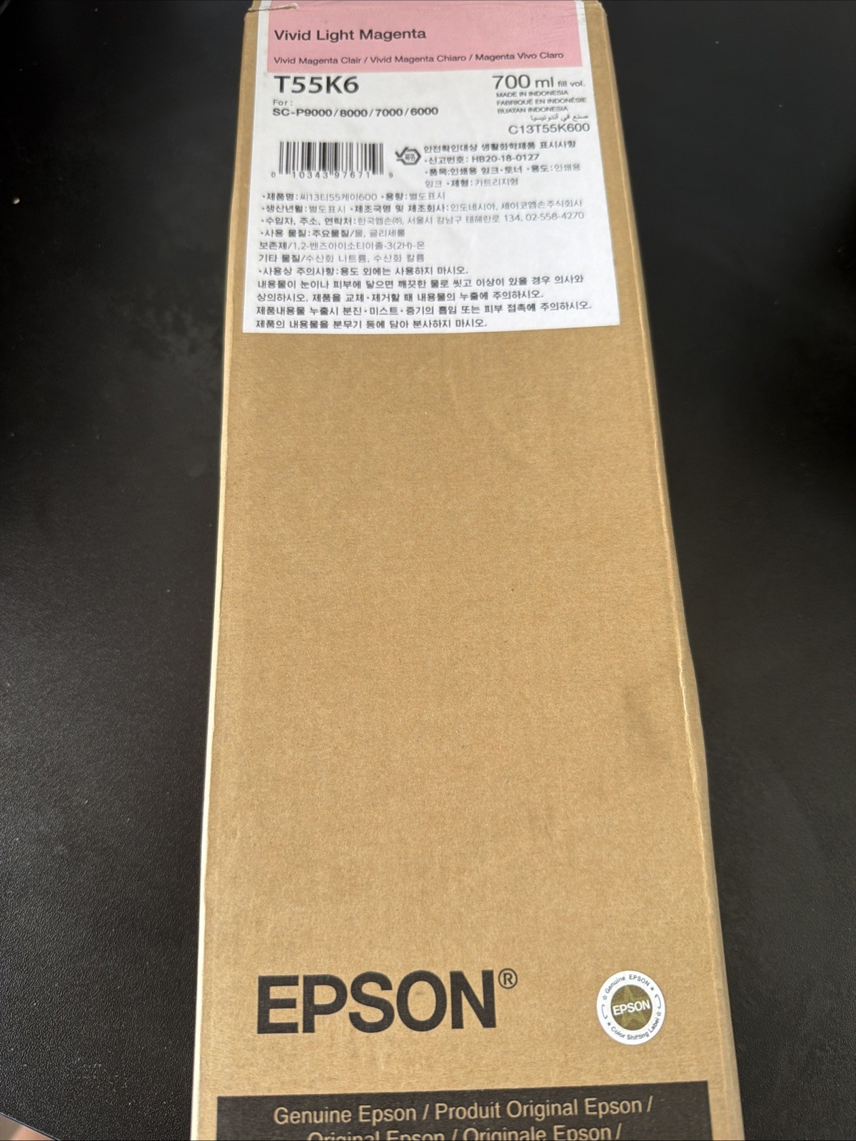 Epson Genuine T55K6 Vivid Light Magenta 700ml Ink SC-P6000/7000/8000/9000