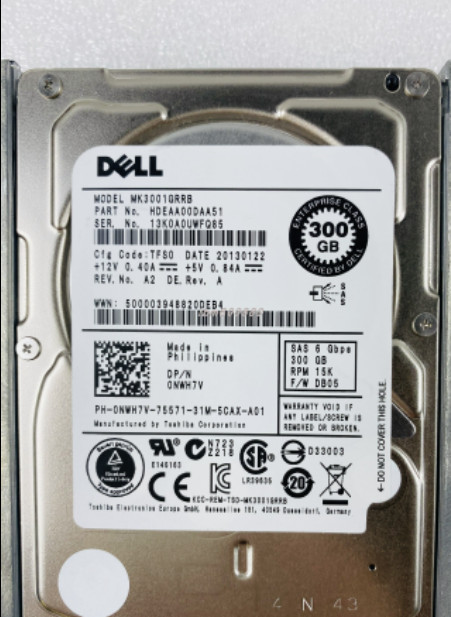 0NWH7V Dell 300GB 15KRPM 6Gb/s 2.5" SAS ENTERPRISE Hard Drive HDD