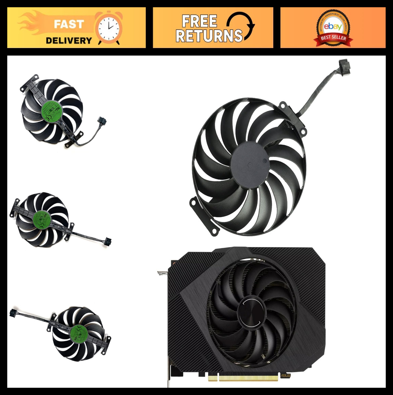 "95MM 6PIN GPU Cooling Fan for RTX 3050 3060 Phoenix Graphics Card Replacement"