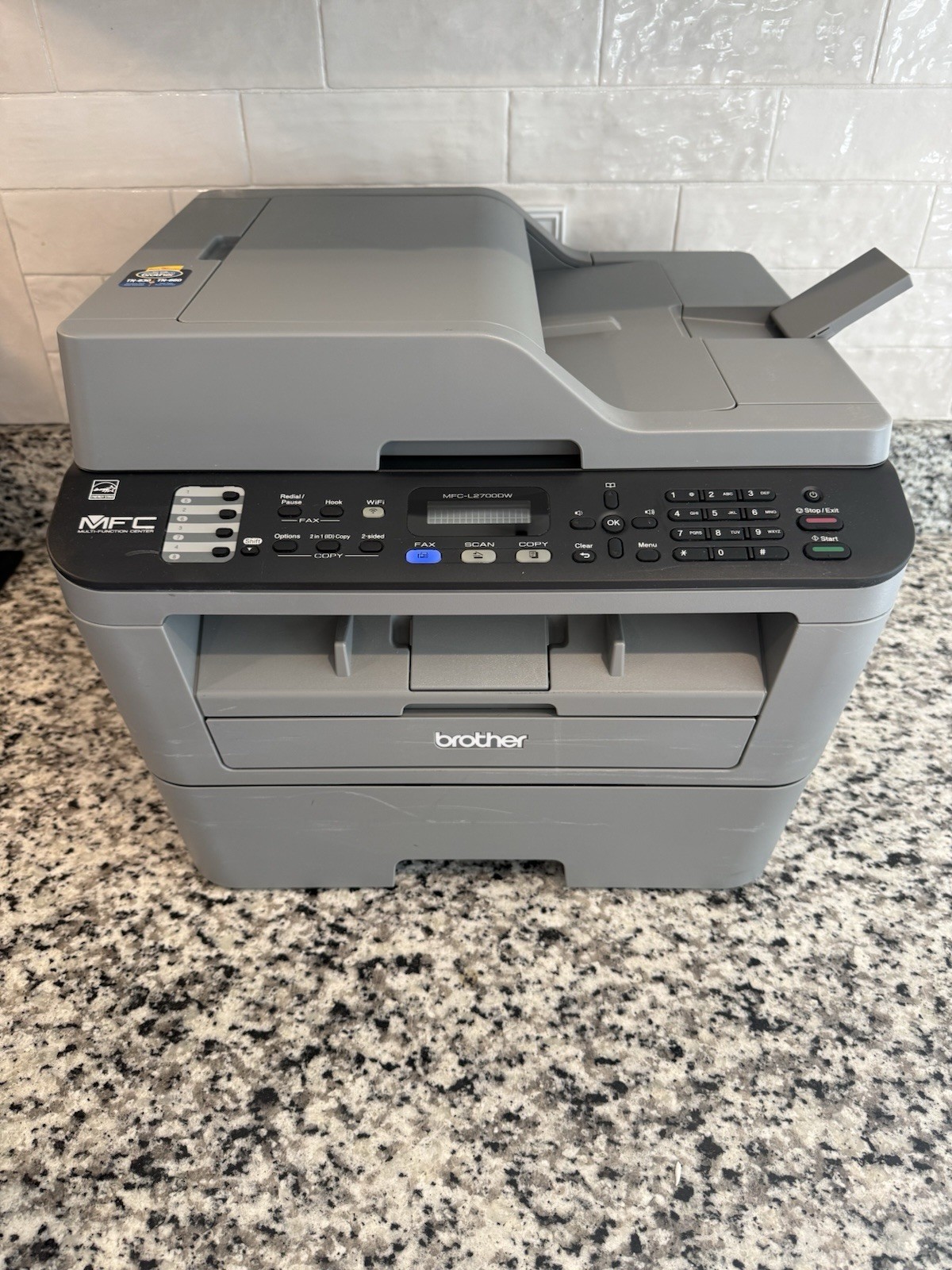 Brother MFC-L2700DW Mono Laser Printer 1.5K Pgs Low Use W/Toner All-In-One Wi-Fi