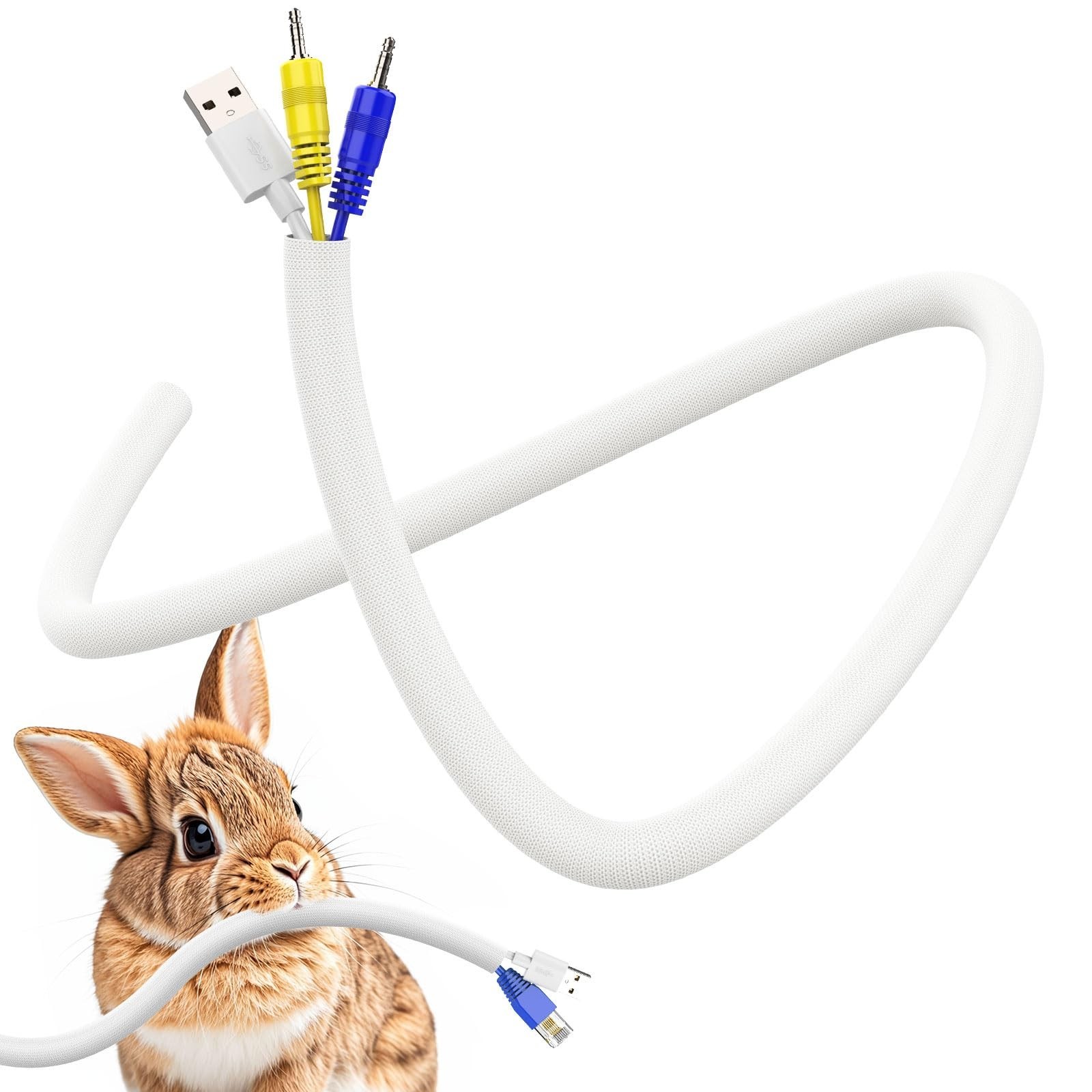 Cord Protector from Pets No Chew, 3/8” 10ft Pet Cord Sleeve Cable Protector