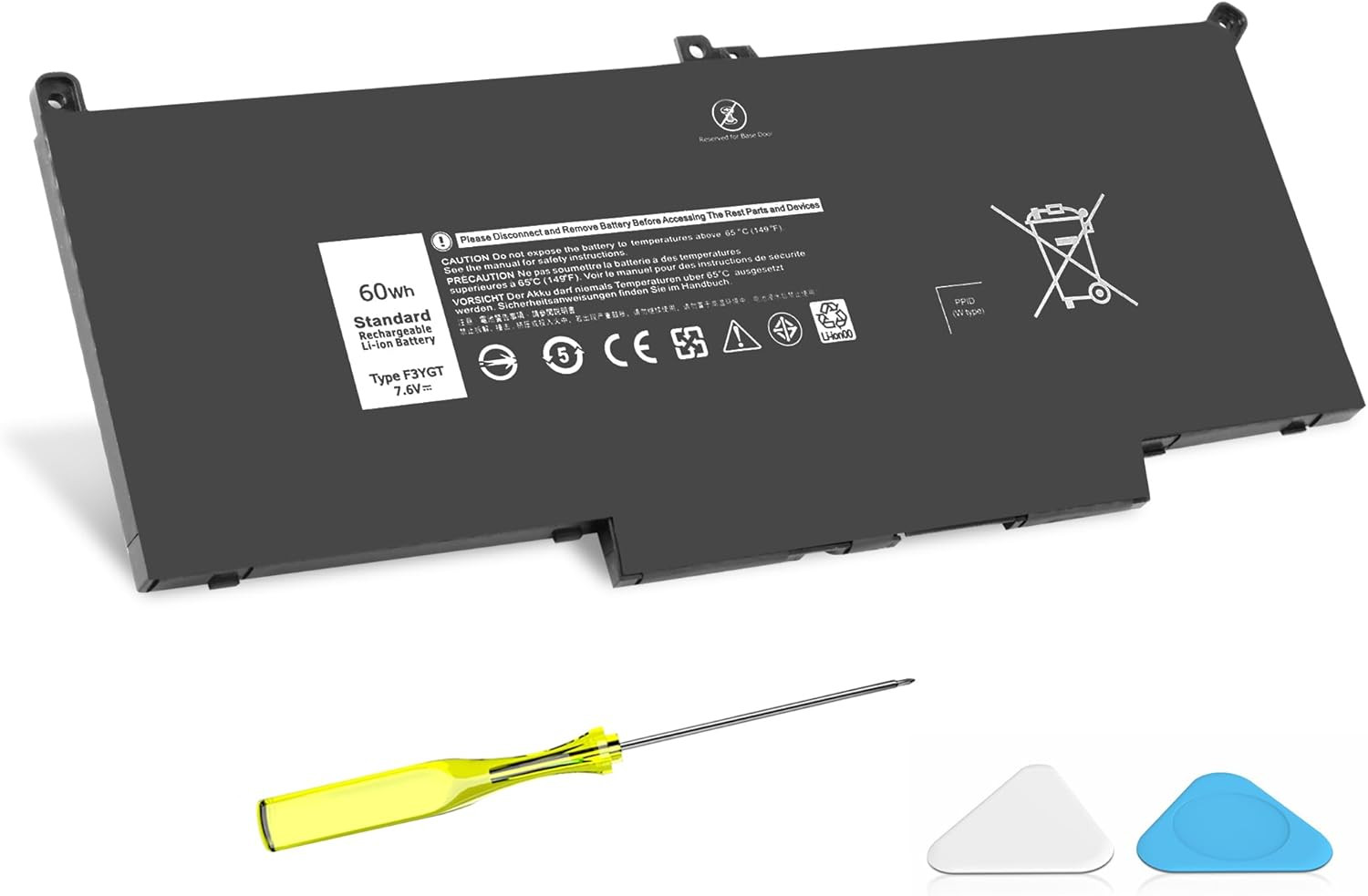 F3YGT 60WH Latitude 7480 7490 Battery 2X39G Replacement for Dell Latitude 12 700